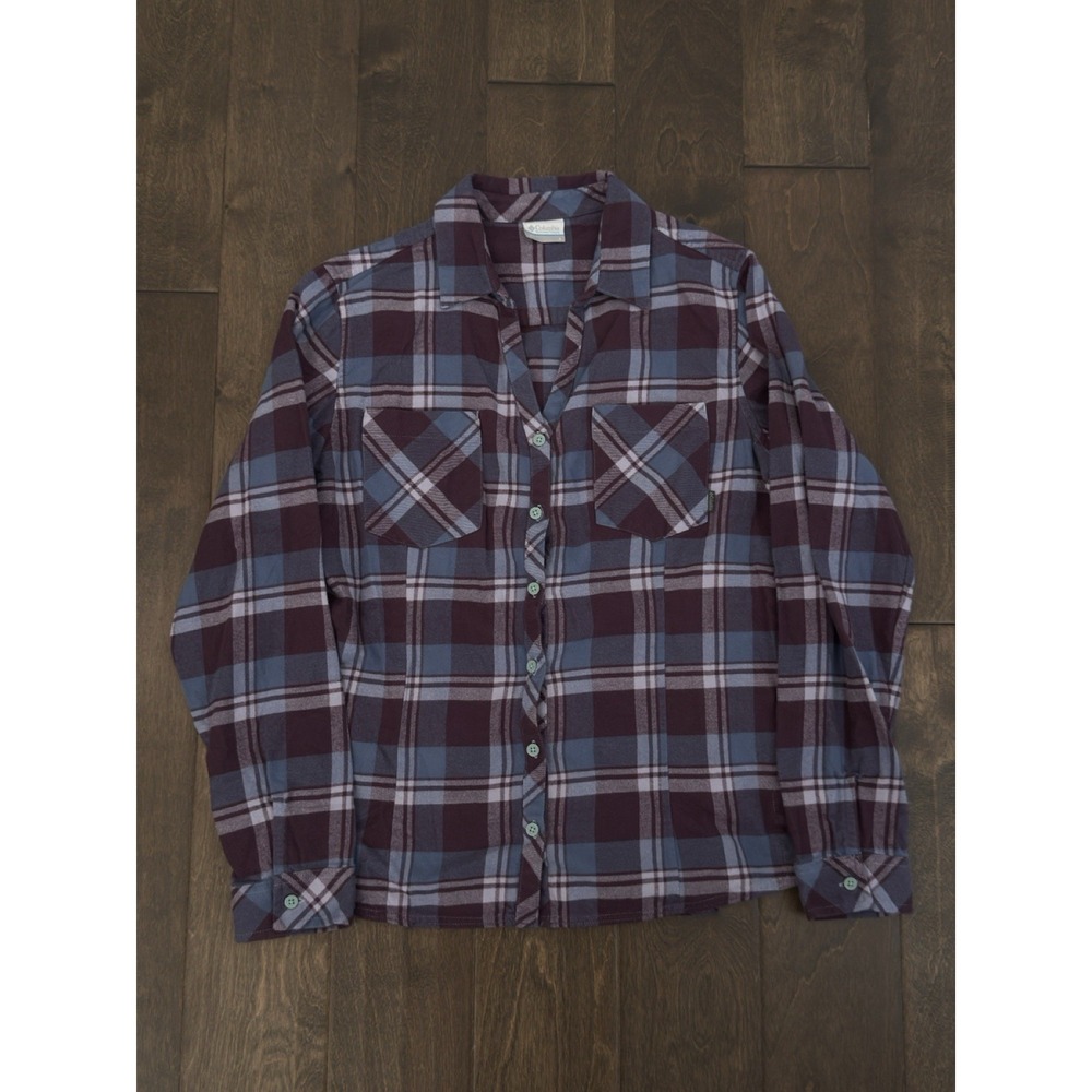 Columbia Womens Button‎ Down Long Sleeve Flannel Plaid Long Sleeve Shirt Size L